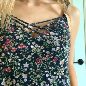 black tank top with flower pattern